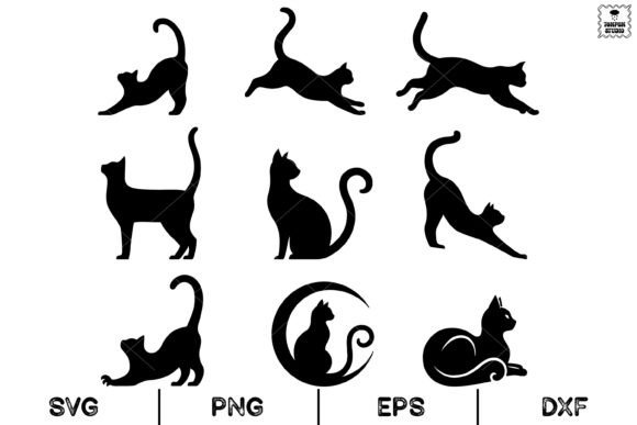 Cat Silhouette Set: Animal SVG Graphics & Illustrations