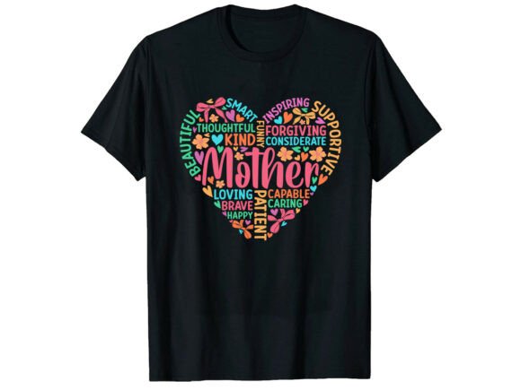 Colorful Mom Heart Mother’s Day T-Shirt Graphics