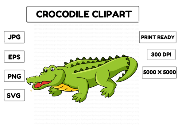 Crocodile Animal Cartoon Colored Clipart: Graphics & Illustrations for Real Publishing