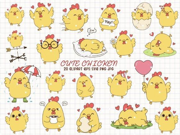 Cute Chicken SVG & Farm Animal Clipart: Graphics for Illustrations