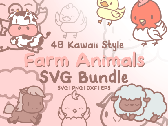 Farm Animal SVG Illustrations - Kawaii Graphics