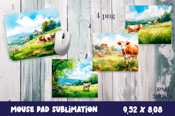 Farm Cow Sublimation Mouse Pad Graphics & Illustrations