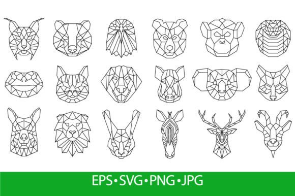 Linear Polygonal Animal Bear, Snake, Dog