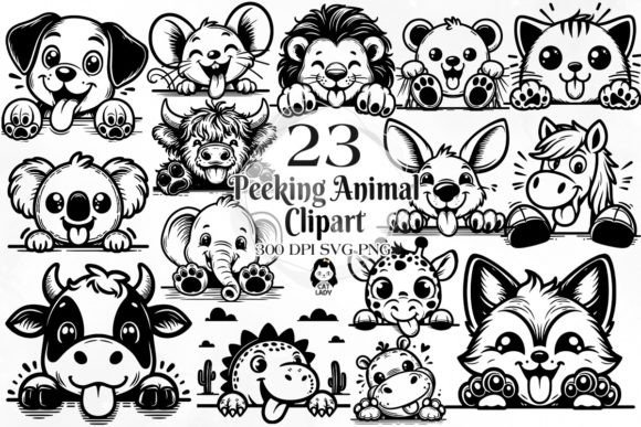 Peeking Animal SVG PNG Clipart Bundle: Graphics & Illustrations for Local Brands
