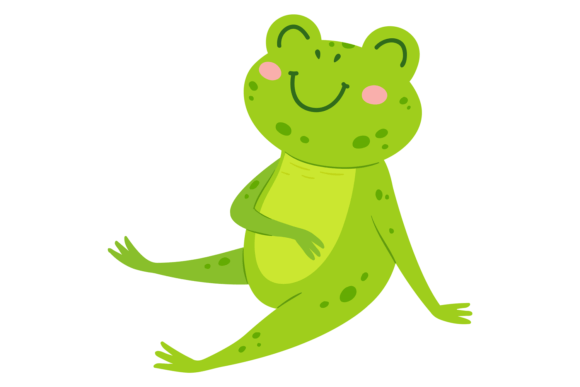 Resting Green Frog. Happy Animal Charact