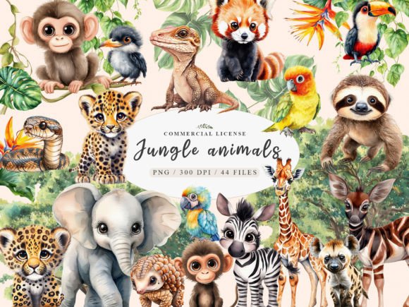 Safari Animals PNG: Cute Jungle Animal Graphics & Illustrations