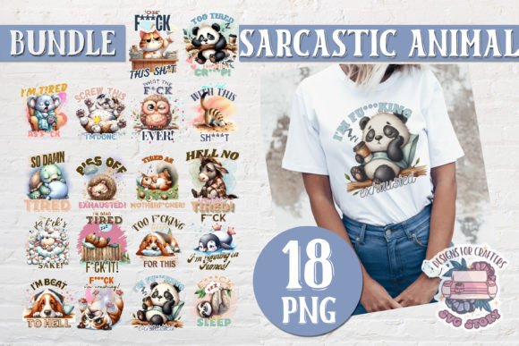 Sarcastic Animal Quote Bundle PNG 18: Graphics & Illustrations for Playful Branding