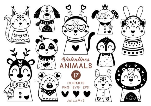 Valentine Animal Clipart: Graphics & Illustrations