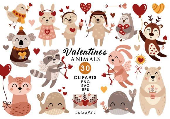 Valentines Day Clipart: Valentine Animal Graphics & Illustrations