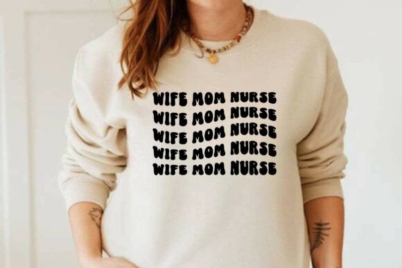 Wife Mom Nurse SVG: Retro Nurse Graphics for T-Shirt Designs