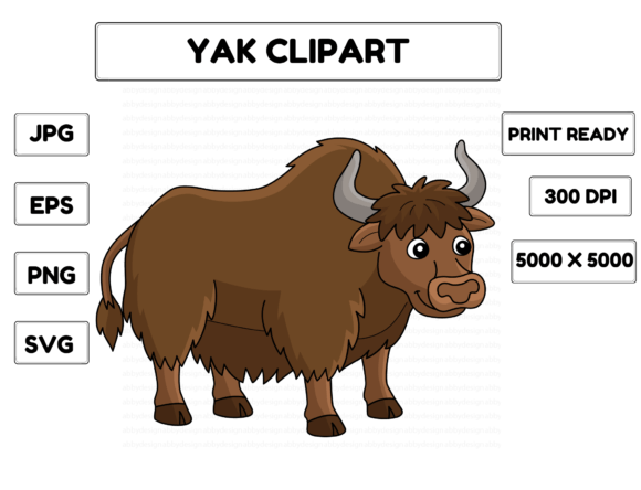 Yak Animal Colored Cartoon Illustration